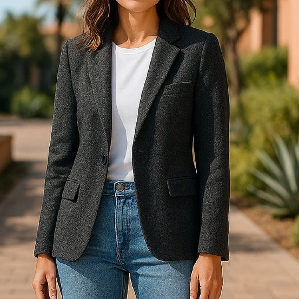 Banana Republic Classic Knit Herringbone Inverted Collar Blazer - Picture 2 of 11